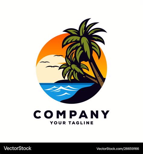 Awesome beach sea logo design Royalty Free Vector Image