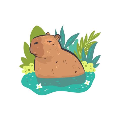 Cute capybara isolated on white background. Vector graphics. 14573317 Vector Art at Vecteezy