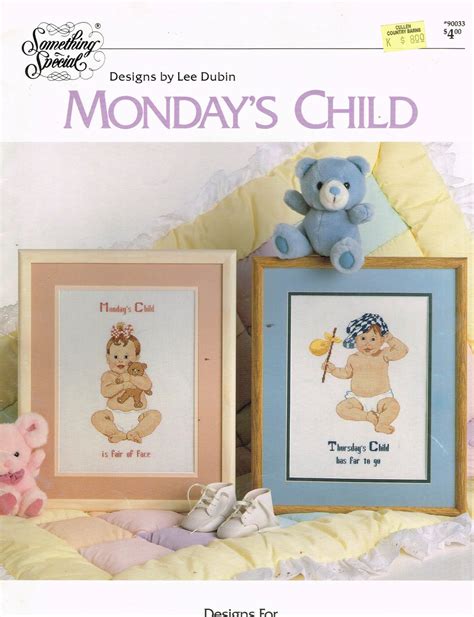 Monday's Child Poem Cross Stitch Patterns Something - Etsy