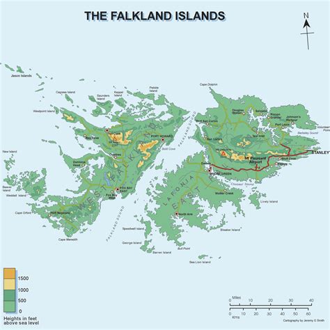 Falkland Islands Elevation Map - Falkland Islands • mappery | Falkland islands, Island ...