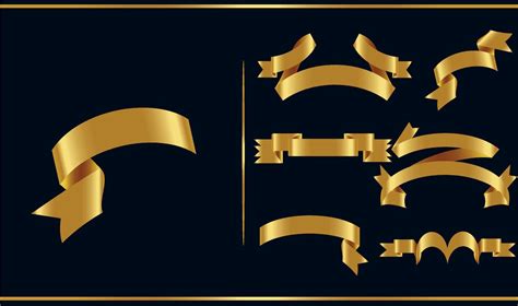 Gold glossy ribbon vector banners set. Ribbons collection. Vector Design Illustration 4989459 ...