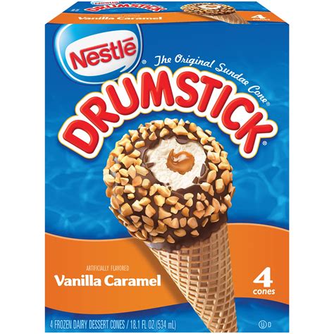 DRUMSTICK Vanilla Caramel Ice Cream Cones 4 ct Box - Walmart.com