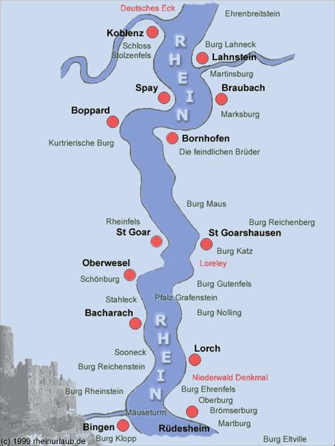 Map of Germany Rhine River maps German Valley road Rhineland Palatinate Koblenz Frankfurt Cities ...