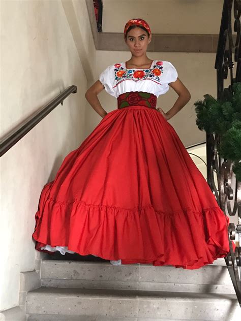 Mexican Red Double skirt Frida Kahlo style-womans mexican | Etsy ...