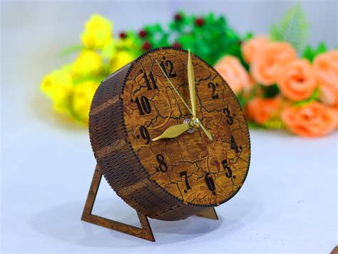 Laser Cut Wooden Desk Clock Minimalist Design Vector – 3axis