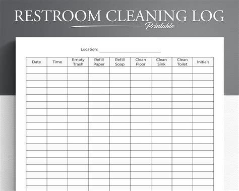 Printable Restroom Cleaning Log for Businesses. Bathroom - Etsy México