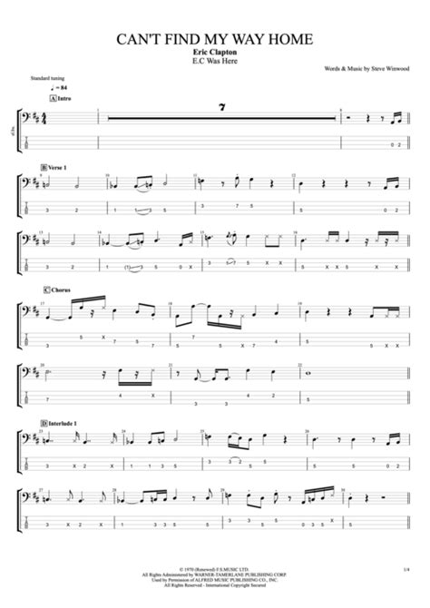 Can't Find My Way Home Tab by Eric Clapton (Guitar Pro) - Full Score ...