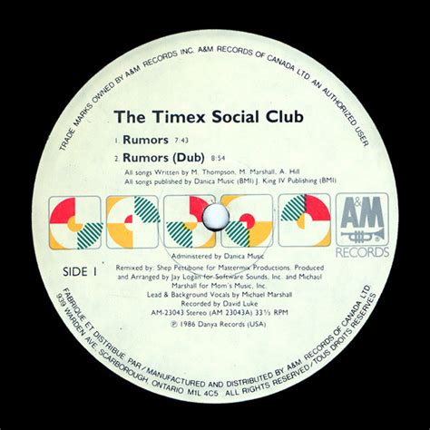 Timex Social Club - Rumors (1986, Vinyl) | Discogs