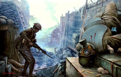 Pinturas Gran Guerra 1914-1918 — 1918 Trinchera británica tras asalto- Yevgeniy...