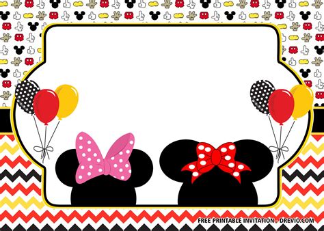 FREE Mickey and Minnie Mouse Combined Birthday Invitation Templates | Minnie mouse invitations ...