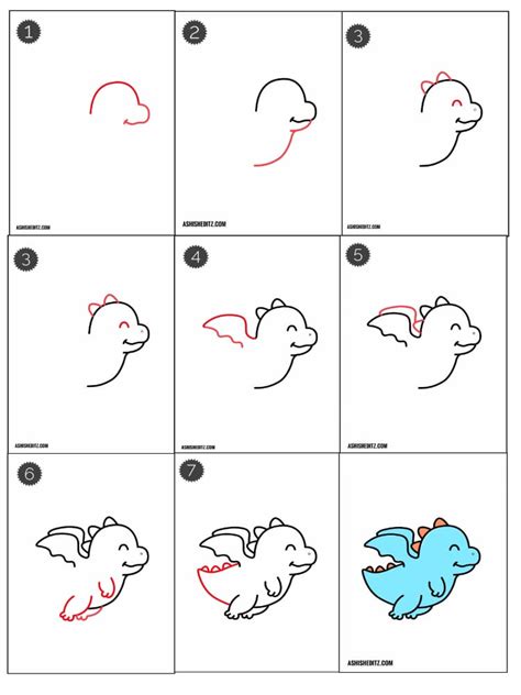 Step by step easy cute dinosaur drawing Tutorial