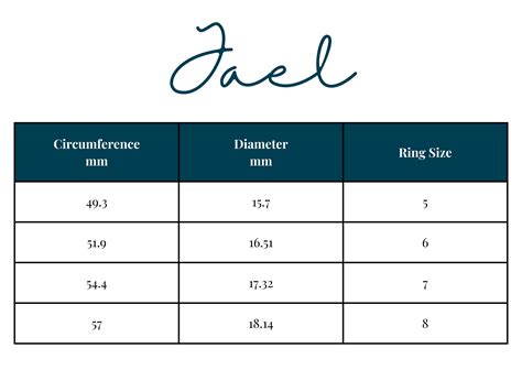 Ring Size Chart – Jael Jewels