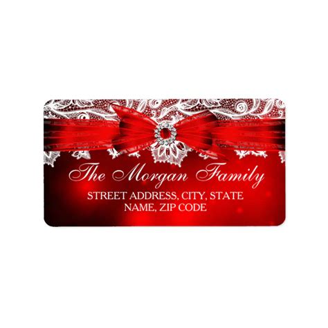 Elegant Lace & Bow Christmas Address Labels | Zazzle