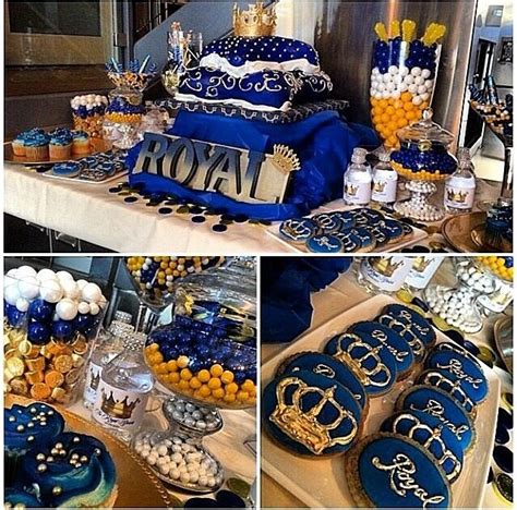 Blue Gold Royal Baby Shower Candy Buffet