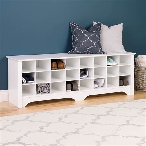 Prepac 24 Shoe Cubby Wide Hall Bench, White - Walmart.com