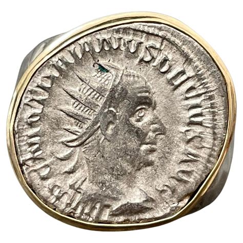 Ancient Roman 3rd Century Emperor Trajan Decius Coin Mens Silver 18K ...