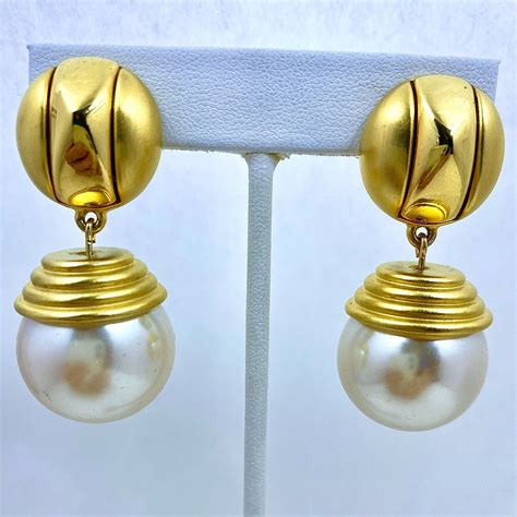 Vintage GIVENCHY Large Pearl Drop Earrings - Gem