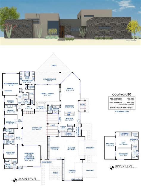 courtyard60 Luxury Modern House Plan | 61custom | Contemporary & Modern House Plans