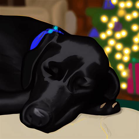 Sleeping Black Labrador · Creative Fabrica