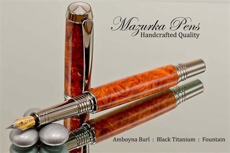 Amboyna Burl Fountain Pen with Black Titanium Finish (www.mazurkapens.com) Amboyna Burl, Pen And ...