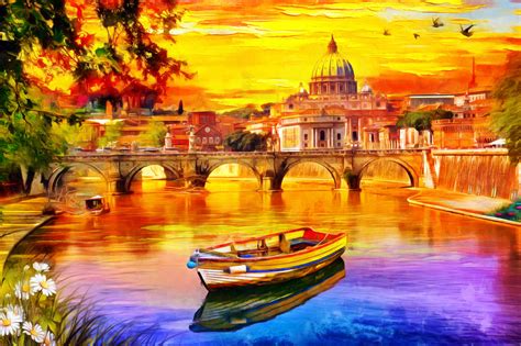 St. Peter's Cathedral and Tiber River jigsaw puzzle in Bridges puzzles on TheJigsawPuzzles.com