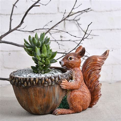 New cute Squirre animal flower pot Resin planters pots small decorative flowers pot succulents ...