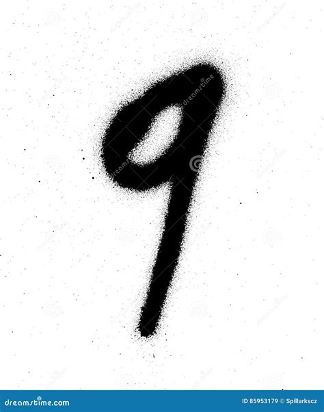 Graffiti Sprayed Number 9 Nine in Black on White Stock Vector ...