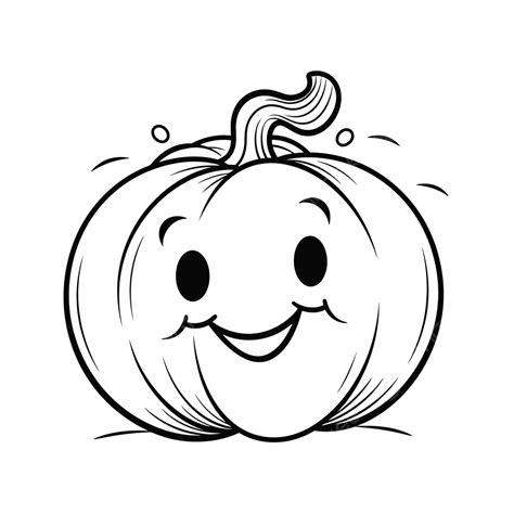 Happy Pumpkin Is To Color Outline Sketch Drawing Vector, Cartoon ...