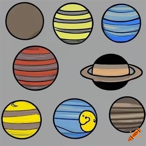 Planets very simple color, clip art, ipad drawing on Craiyon