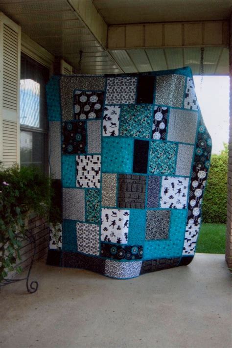 black white and teal quilt, pattern called Big Block Quilt from Black ...