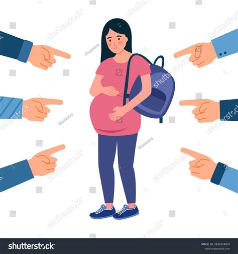 Sad Pregnant Teenager Public Blame Flat Stock Vector (Royalty Free ...