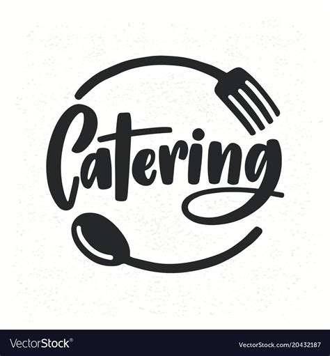 Catering company logotype with lettering written with calligraphic cursive font decorated with ...