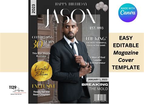 Magazine Cover Template, Birthday Magazine Cover, Graduation Magazine Cover Template, Custom ...