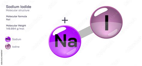 Sodium Iodide molecular structure formula. Periodic table structural molecular formula Vector ...