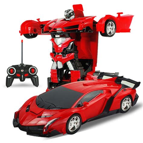 Buy Kids RC CarsRed, Transform Car Robot, One Button Transformation 361 ...