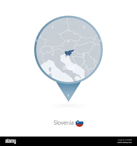 Map pin with detailed map of Slovenia and neighboring countries Stock ...