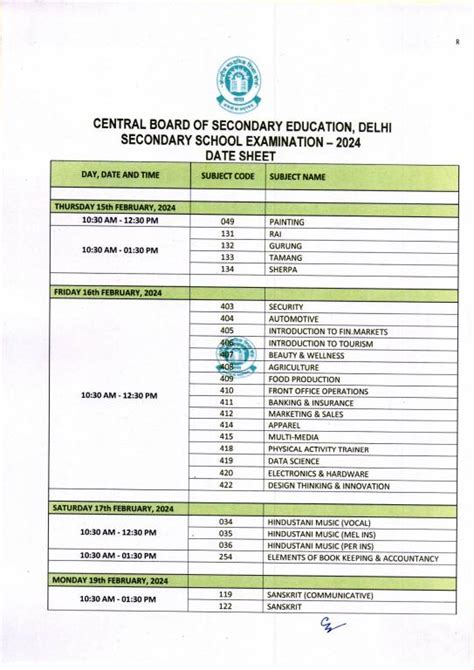 CBSE Date Sheet 2024 Class 10 PDF (Revised) @cbse.nic.in; Download CBSE 10th Exam Time Table