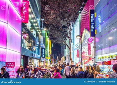 Myeong-Dong Market is Large Shopping Street in Seoul. Editorial Image - Image of market, crowd ...