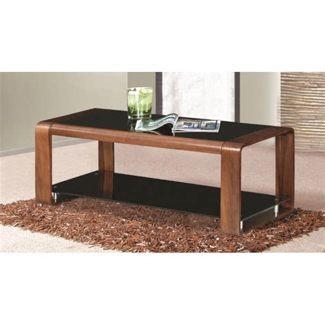 American Style Black Glass Walnut Coffee Table - Forever Furnishings :: Fine Home and Garden ...
