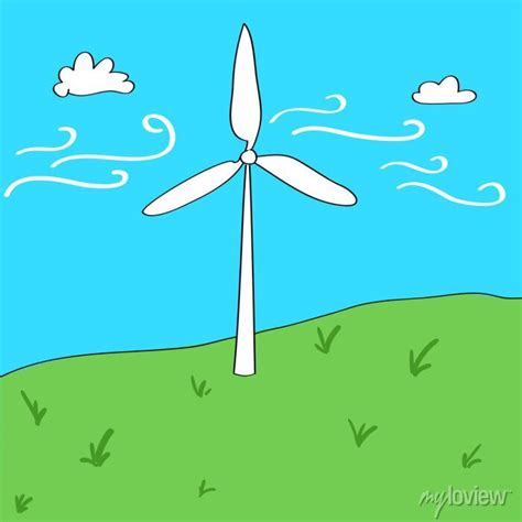 Wind energy concept cartoon style illustration wall mural • murals kinetic, production ...