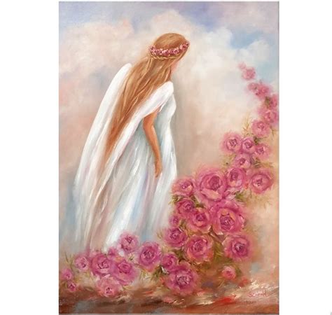 Angel Portrait Painting Christian Wall Art Original Art Angel Wings Art ...