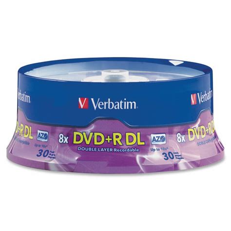 VER96542 : Verbatim® Dual-Layer Dvd+R Discs, 8.5gb, 8x, Spindle, 30/Pk, Silver