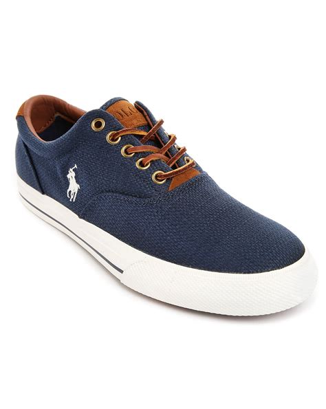 Polo ralph lauren Vaughn Woven Navy Blue Sneakers in Blue for Men (navy ...