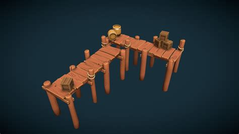 Stylized handpainted fishing pier - 3D model by Scritta [99c31a2 ...