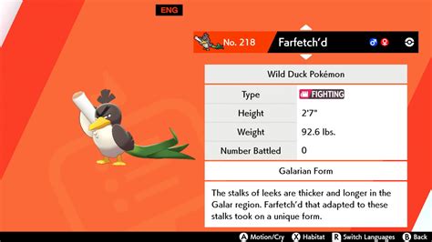 Pokémon Sword And Shield's Galarian Farfetch'd: How To Find And Evolve Into Sirfetch'd ...