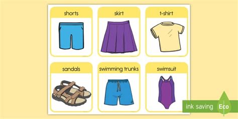 Summer Clothes Picture Cards | Kindergarten | Twinkl USA