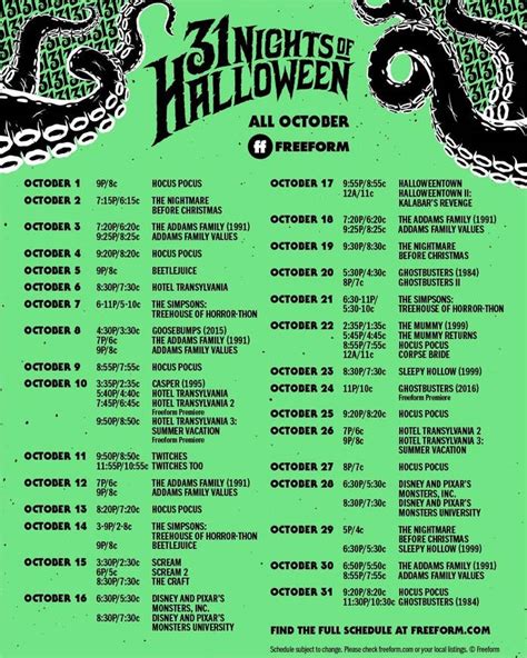 Freeform's 31 Nights Of Halloween 2021 Full Schedule