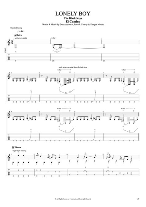 Lonely Boy Tab by The Black Keys (Guitar Pro) - Full Score | mySongBook