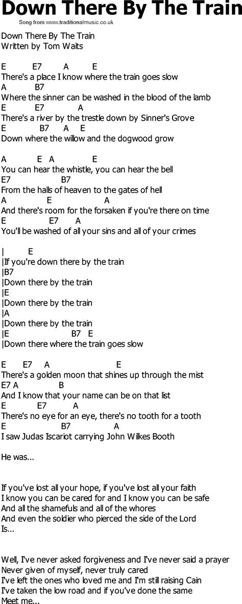 Old Country song lyrics with chords - Down There By The Train