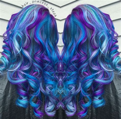 Vibrant royal blue and purple dyed hair mix @hair_princess_steph Aqua ...